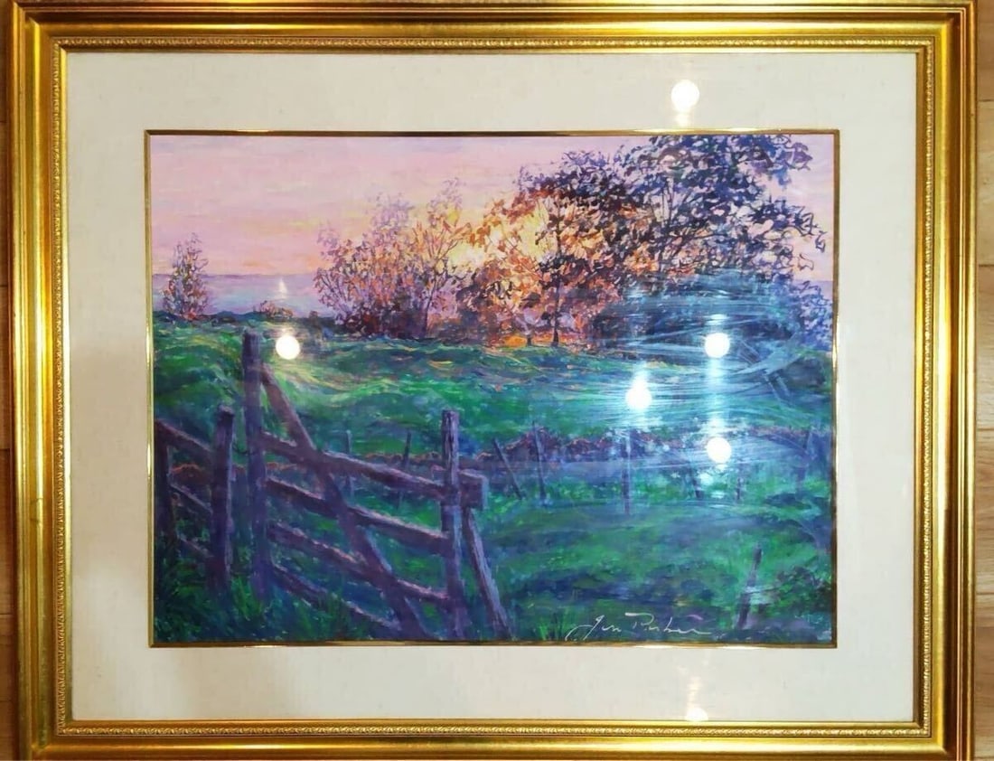 Jan Parker Original Acrylic Painting Sunset Pastoral Landscape 20F Signed (1 of 8)