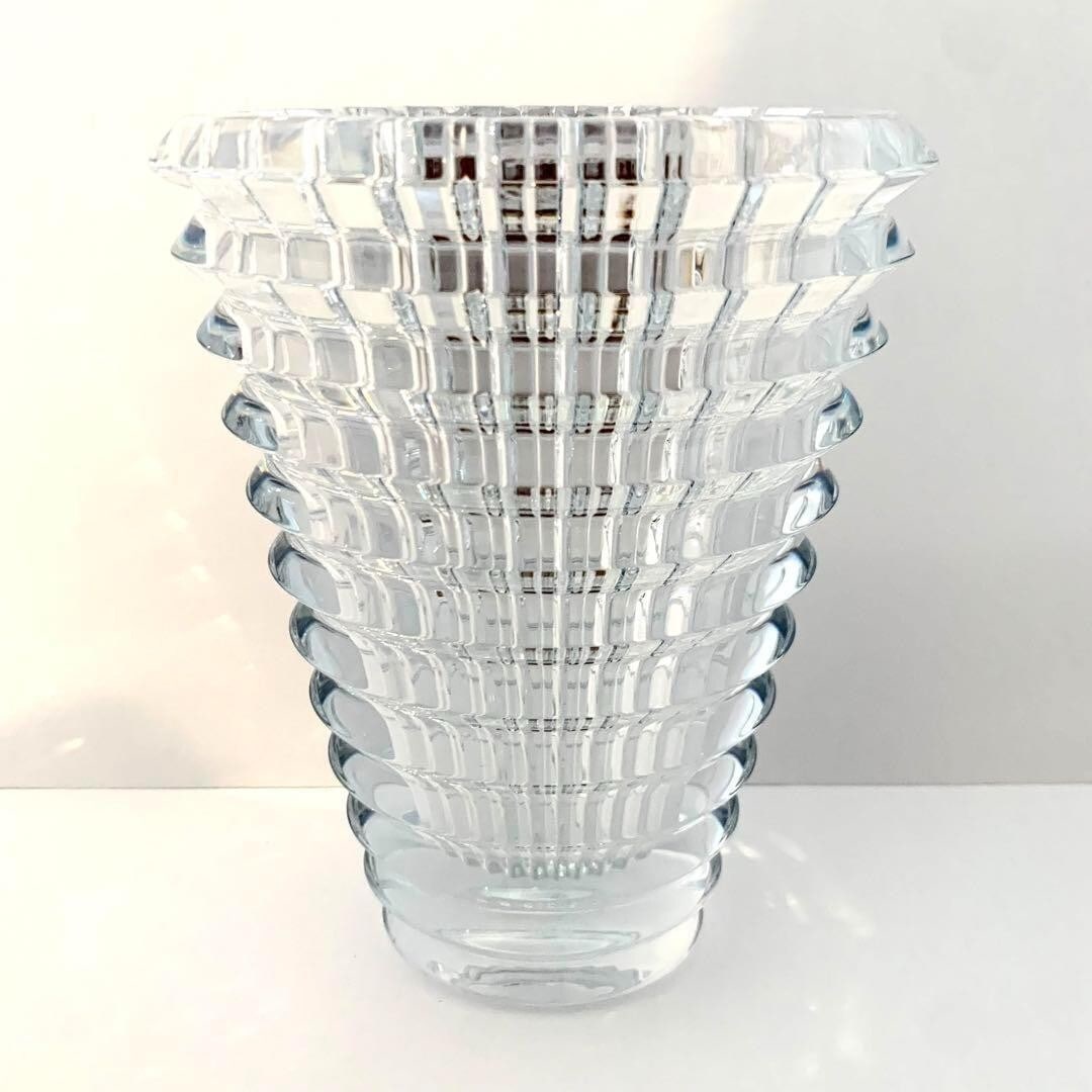 Crystal clear glass baccarat vase with oval eye shaped interior (1 of 9)