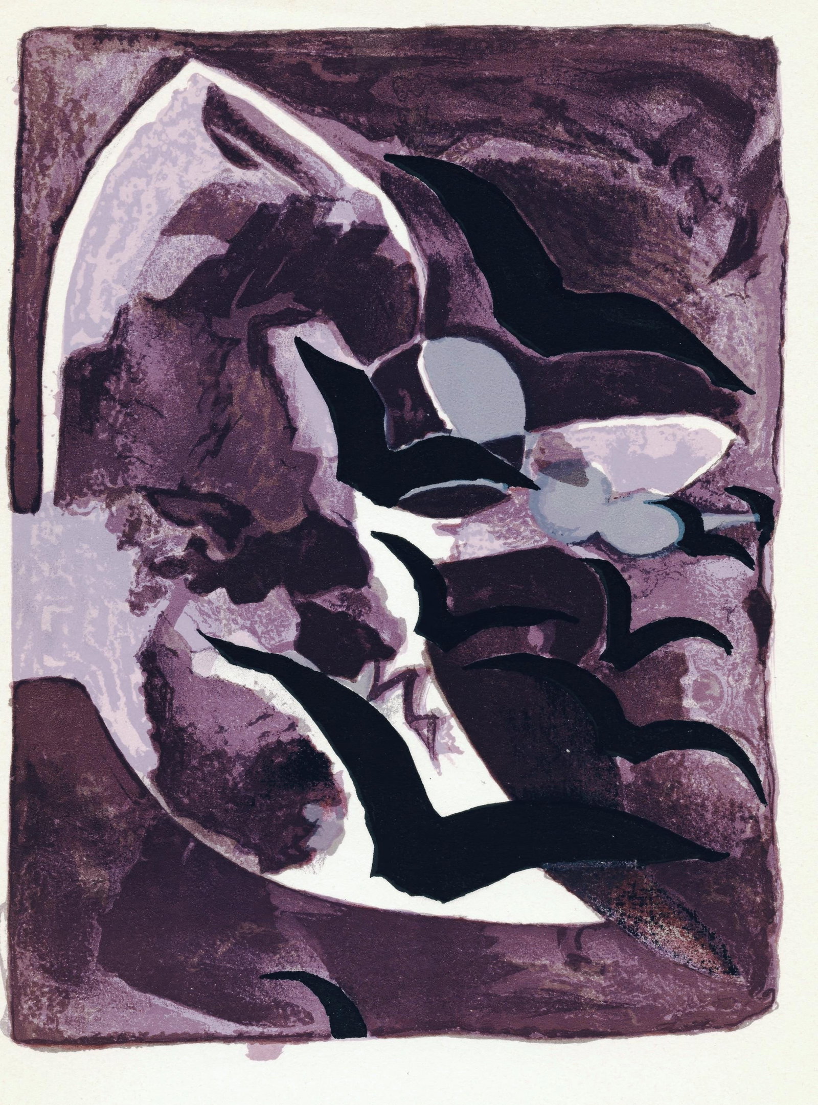 Georges Braque, Flight of Birds, from L'Atelier Mourlot, Lithograph, 1965: Georges Braque, Flight of Birds, from L'Atelier Mourlot, Lithograph, 1965 A masterpiece of modern art, Georges Braque's 'Flight of Birds' (1965) is a stunning lithograph that embodies the artist's sig