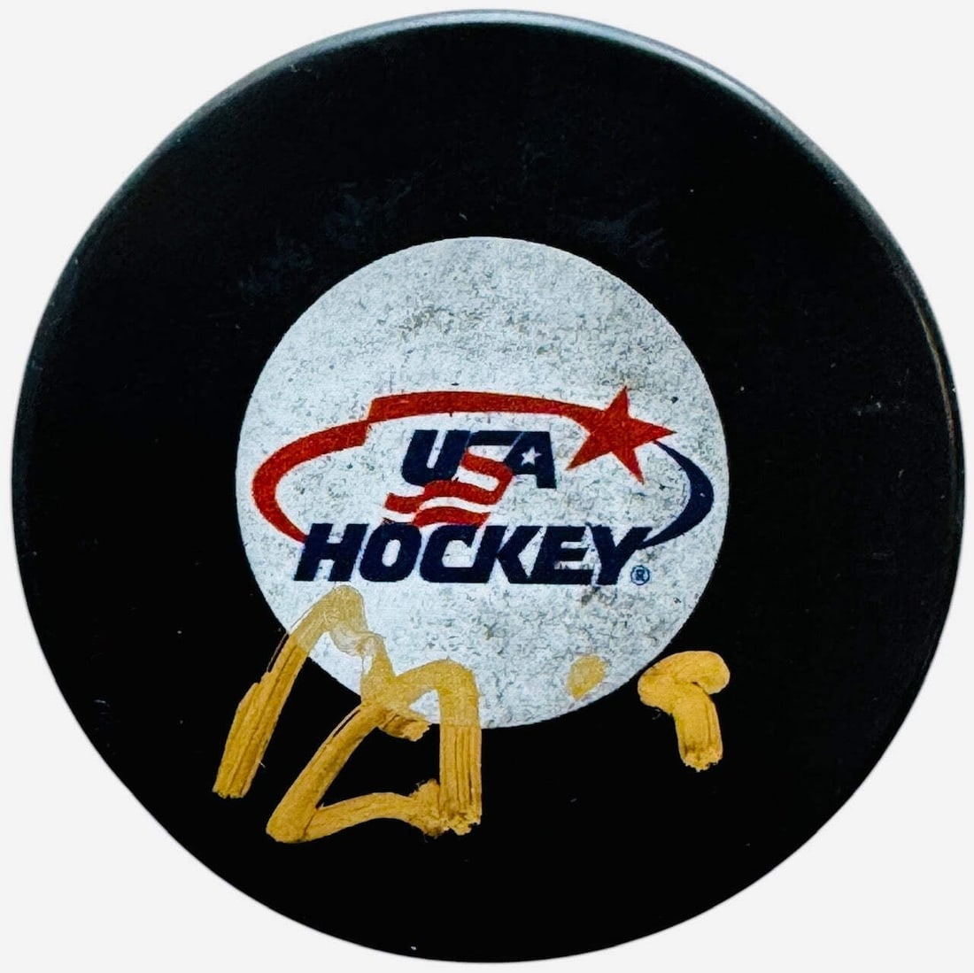Matthew Tkachuk Signed Team USA Hockey Logo Puck (JSA Witness) (1 of 2)
