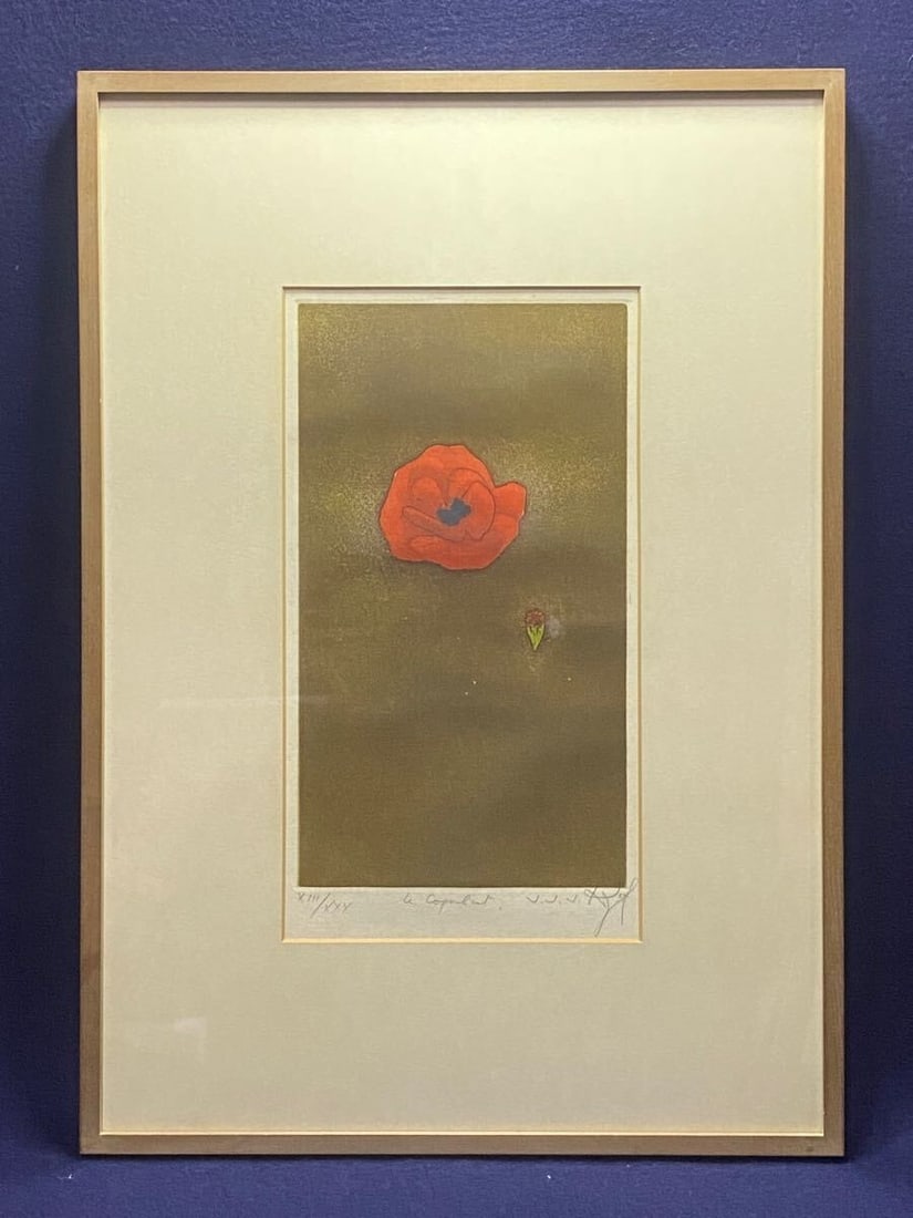 Jean Jacques Joachim Rigal Signed Lithograph Poppy Framed Limited Edition (1 of 6)