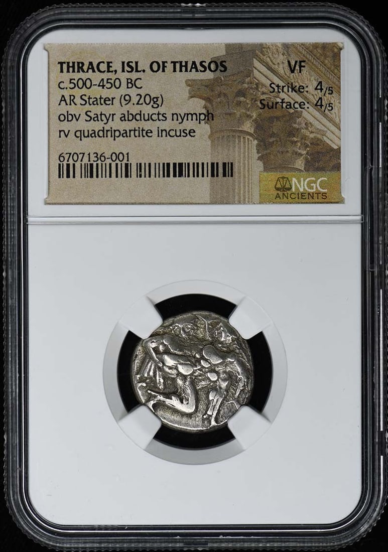 c.500-450 BC THRACE, ISL. OF THASOS AR Stater (9.20g) NGC VF 4/ 4 (1 of 1)