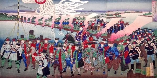 Toshu Shogetsu woodblock print triptych Shogun Ikari Matsudo Station Japanese (1 of 1)