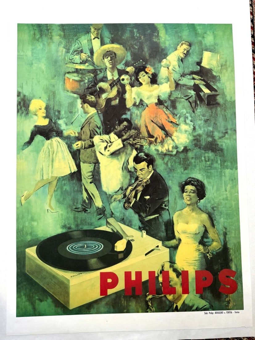 Philips Records Music Poster 1950 Musicians Singers Dancers (1 of 6)