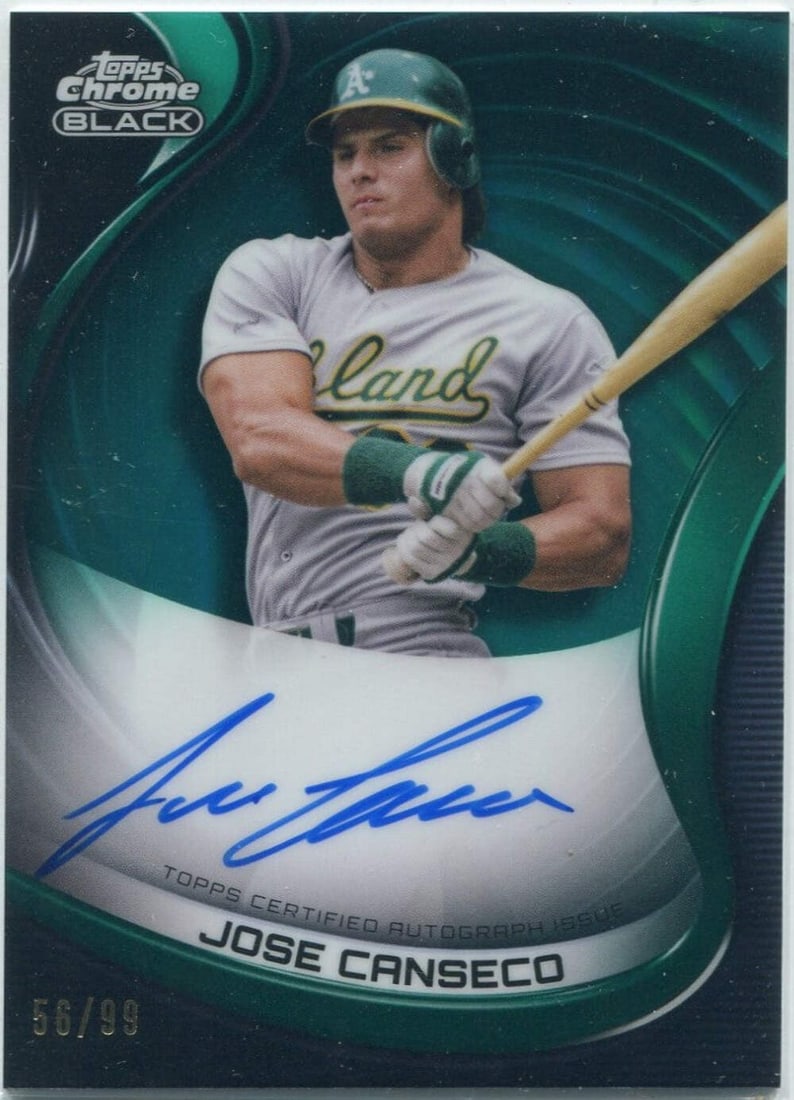 Jose Canseco 2022 Topps Chrome Black Autographed Green Parallel Card #CBA-JCA 56 (1 of 2)