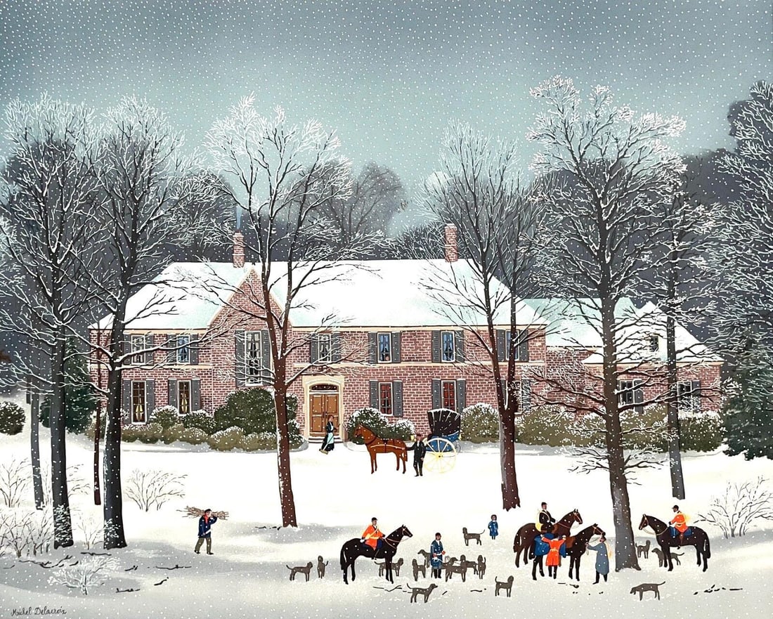 Michel Delacroix lithograph la chasse d'hiver (1 of 4)