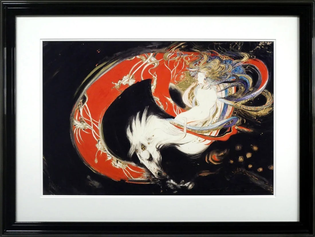 Yoshitaka Amano Hiten Red Shibachrome Signed ED 55/ 150 Framed Collectible Art (1 of 14)