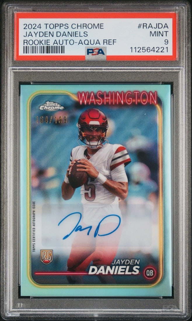 Topps Chrome Aqua Refractor Jayden Daniels Rookie Auto 199 PSA 9 (1 of 3)