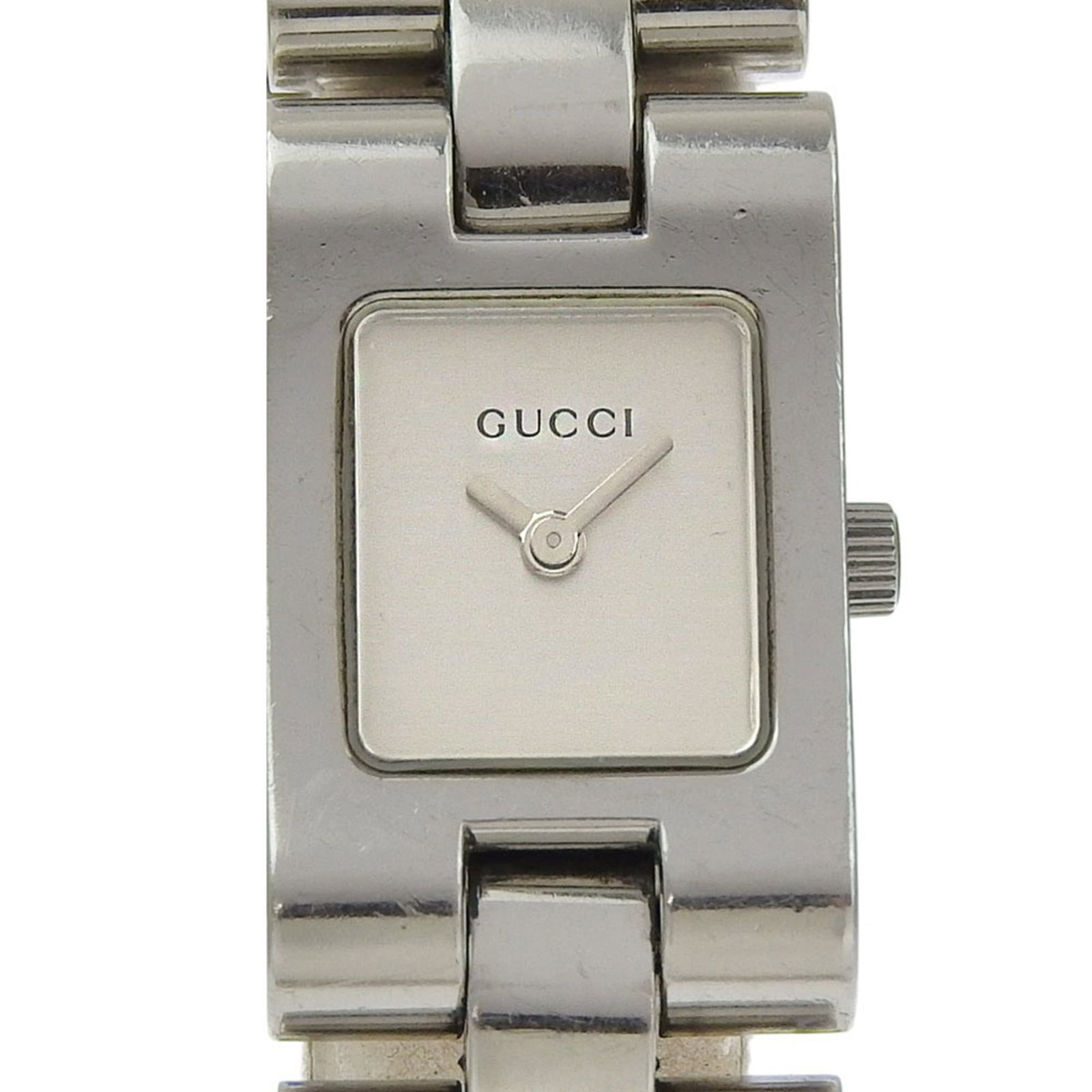 Gucci Wristwatch: Gucci Wristwatch A sleek and sophisticated Gucci wristwatch, crafted from durable stainless steel, boasts a silver dial that adds a touch of elegance to any outfit. With its 17mm case diameter and adj