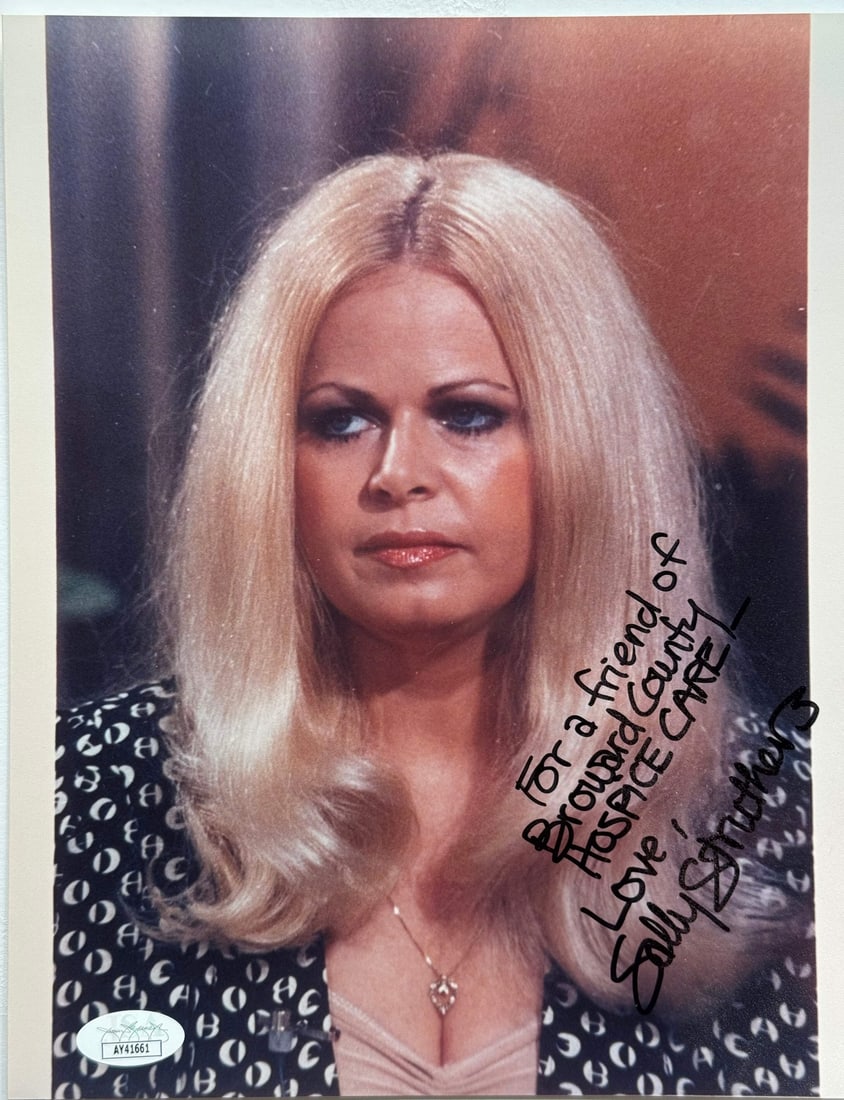 Sally Struthers is a celebrity with an autographed 8x10 photo.: Sally Struthers is a celebrity with an autographed 8x10 photo. Meet Sally Struthers, the beloved actress from the classic sitcom "All in the Family," and get your hands on this rare autographed 8x10 p