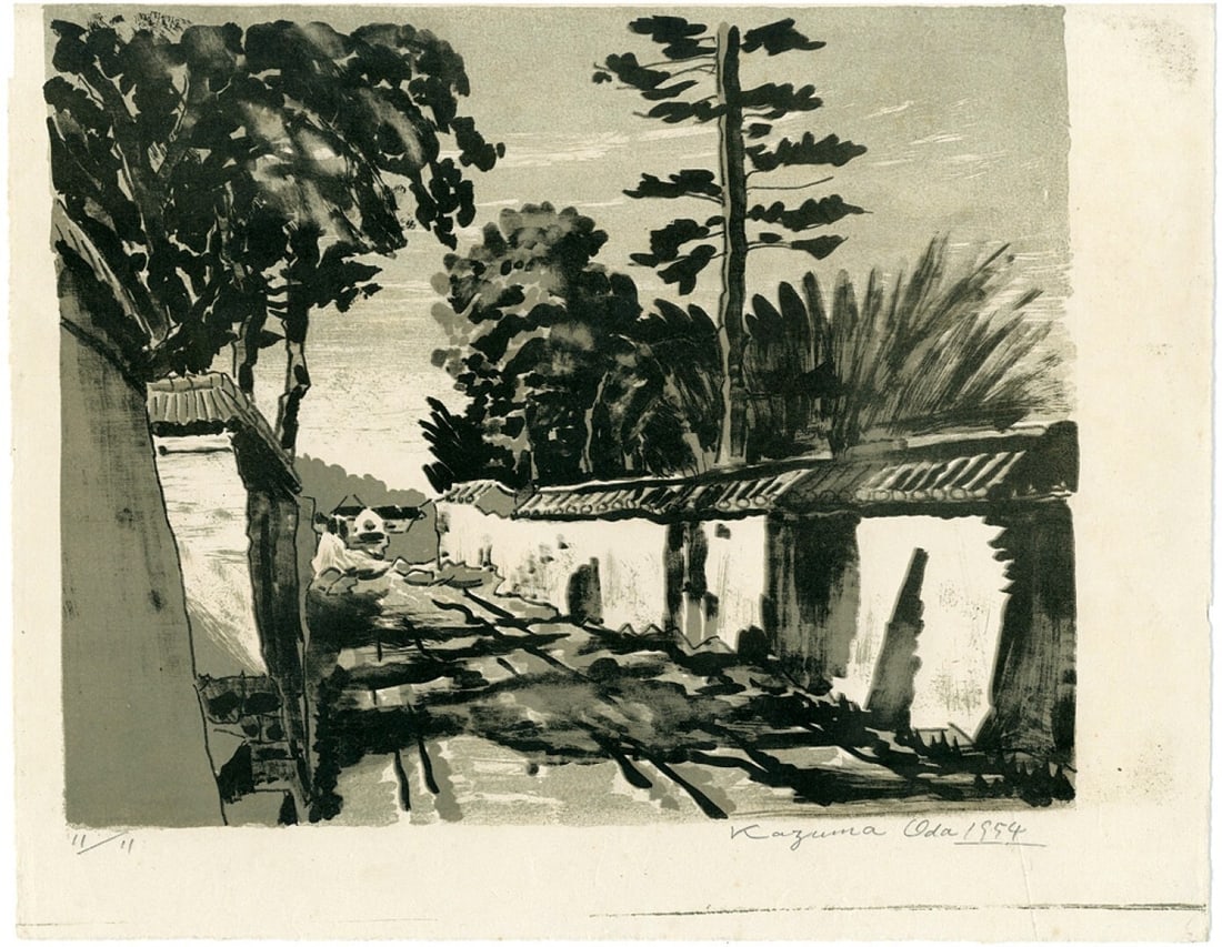 Oda Kazuma From Yakushiji to Toshodaiji Japanese Lithograph Print Ed.11 SIGNED (1 of 5)