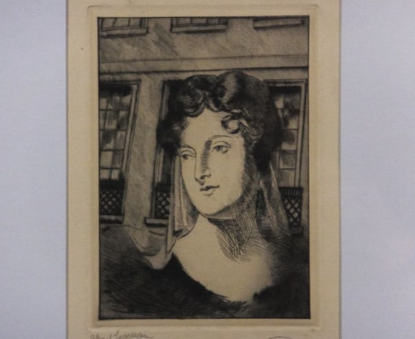 Clement Serveau Signed Drypoint Etching Lady of Elegance with CF Paris Stamp (1 of 5)