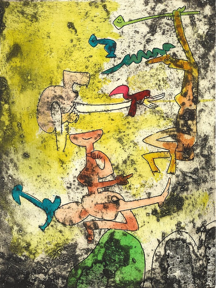 Etching by Roberto Matta on Sabatier 393 composition centre. (1 of 7)