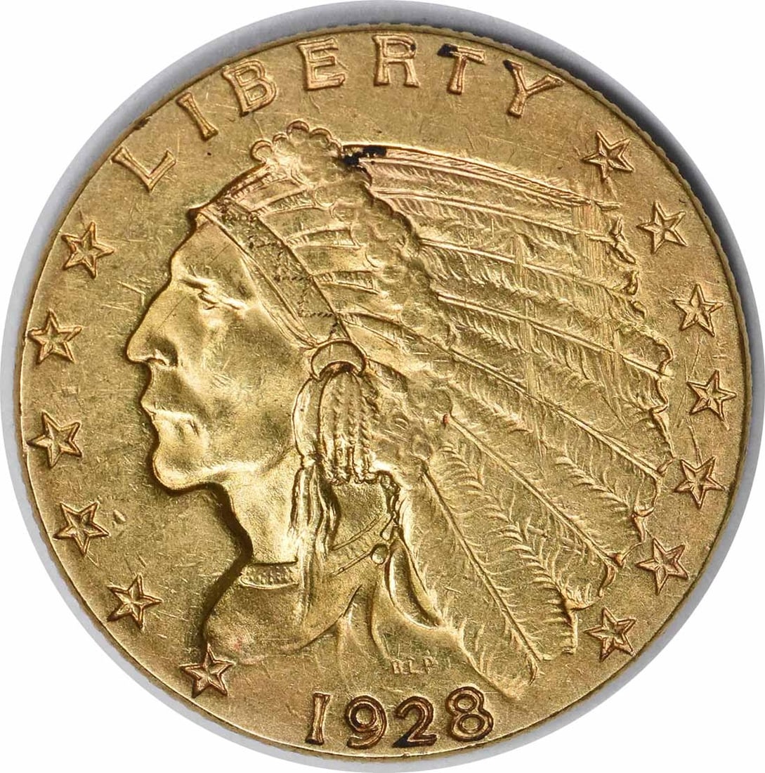 Gold Indian Slider Uncertified $2.50 1928: Gold Indian Slider Uncertified $2.50 1928 A rare and beautiful piece of American history, this 1928 $2.50 Gold Indian Slider is an exceptional collector's item. With its striking gold and copper compo