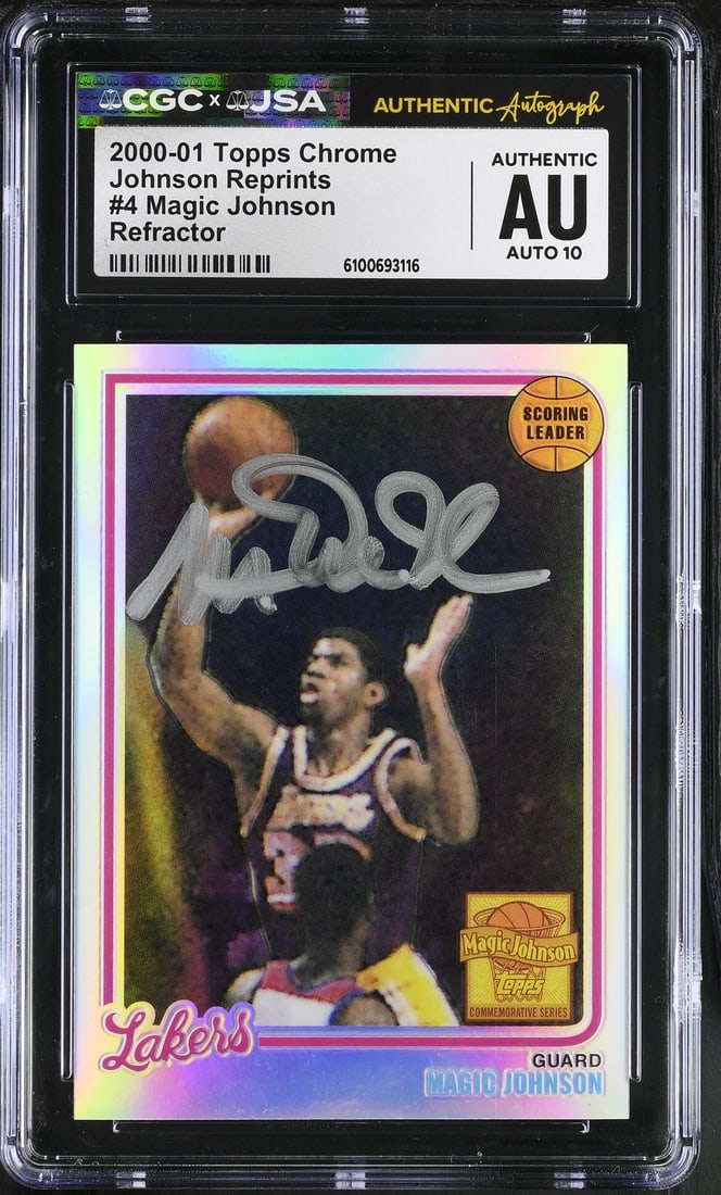 Magic Johnson 2000-01 Topps Chrome Ref Signed Card #4 CGC x JSA 10 BA206504 (1 of 2)