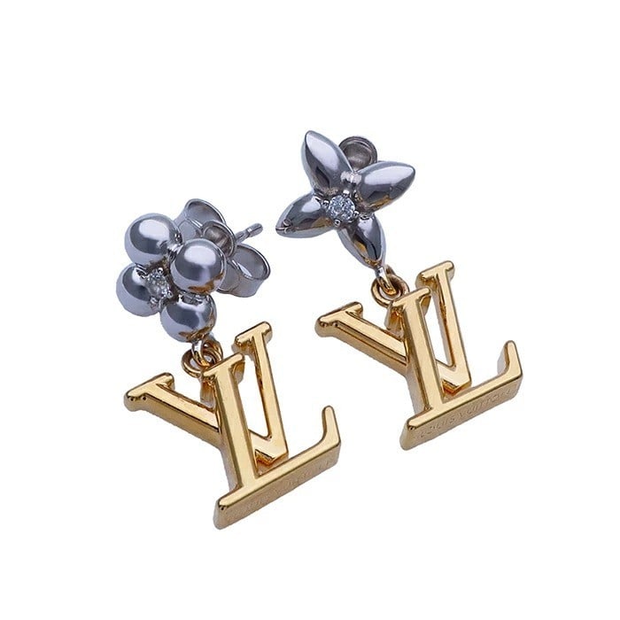 Louis Vuitton M01287 Pandant LV Iconic Flower Asymmetry Stud Earring with Box (1 of 4)