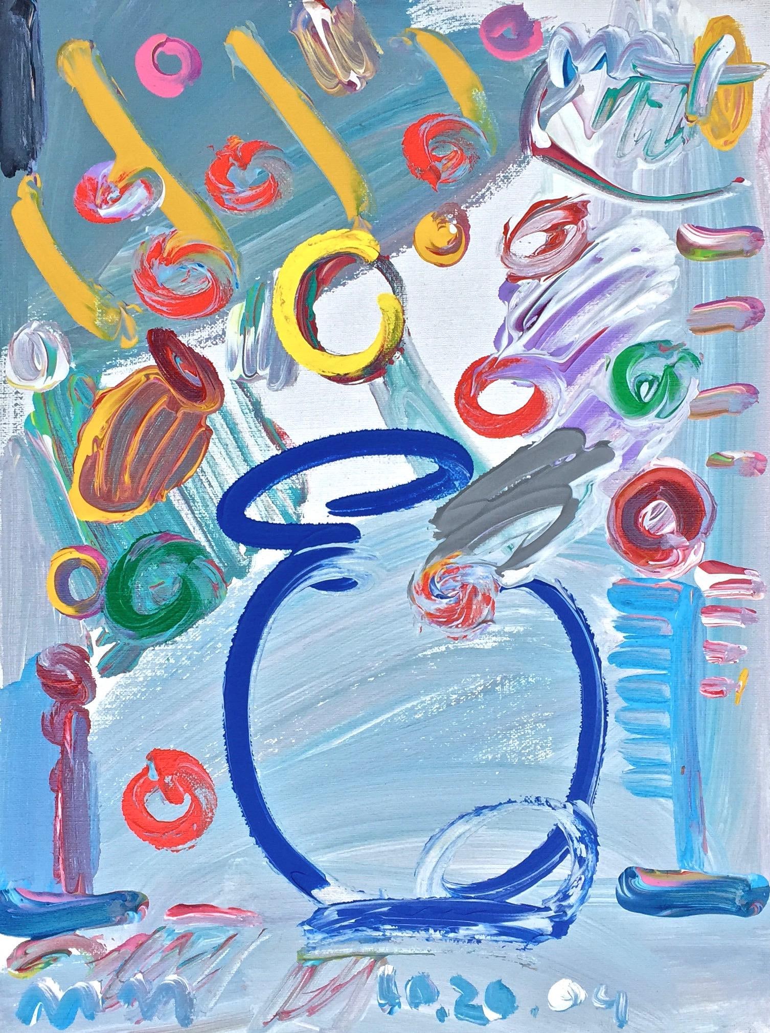 Acrylic painting by hand signed Peter Max flower vase (1 of 5)