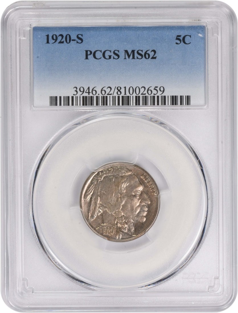 PCGS MS62 Buffalo Nickel 1920-S (1 of 3)