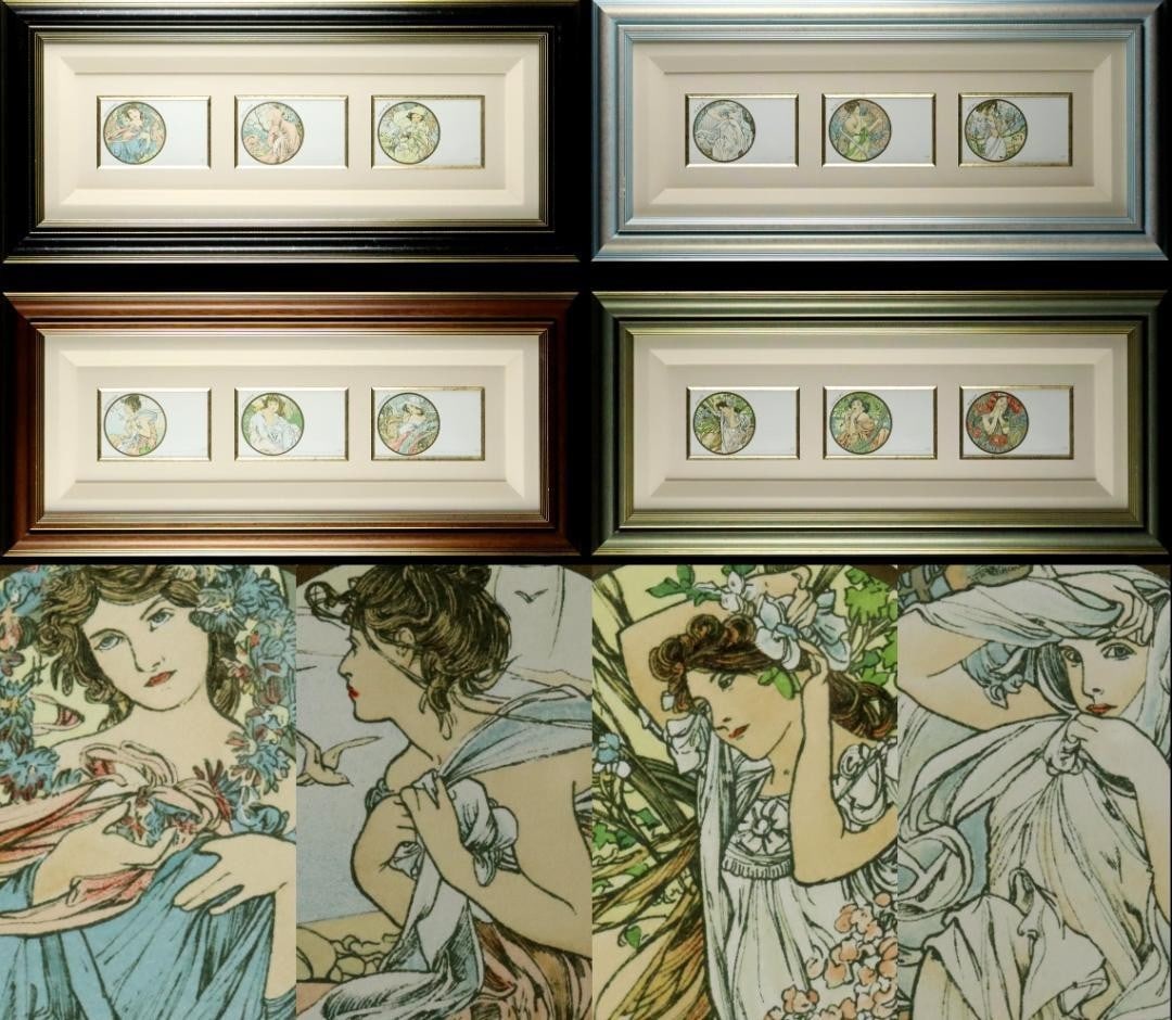 Alphonse Mucha The Months Complete 12 Lithographs w/ COA, Framed Set (1 of 11)