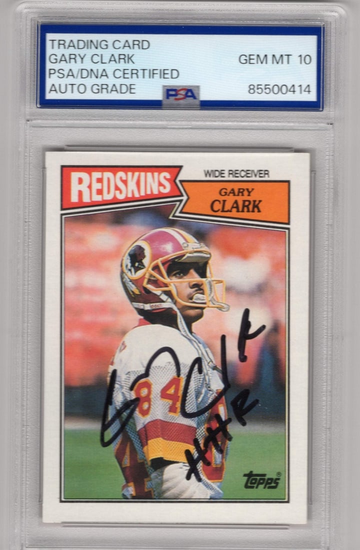 Gary Clark 1987 Topps #68 Autographed PSA Auto Grade GEM MT 10 Card (1 of 2)