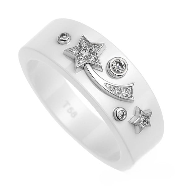 Chanel US9 in 18k white gold comet star ceramic rare ring (1 of 5)