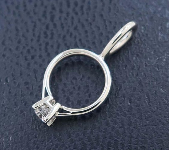 Harry Winston HW Ring Diamond 0.17ct PT950 Platinum Pendant Top Necklace Charm (1 of 6)