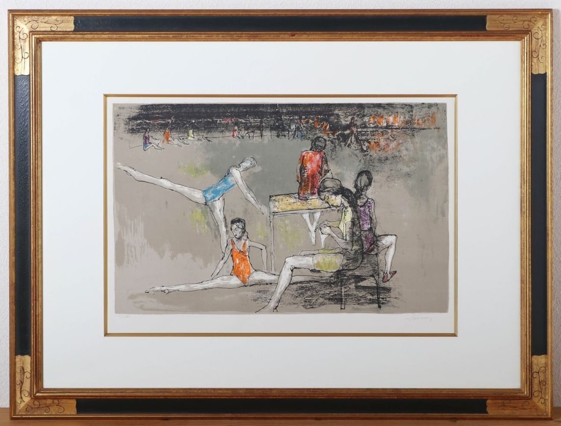 Jean Jansem Dancers Signed Lithograph Ballet Girls Framed 50x32cm ED (1 of 6)