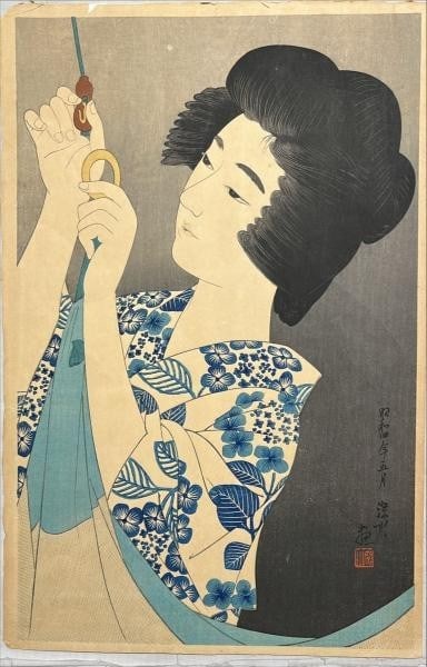 Shinsui Ito Japan Woodblock Prints Modern Beauty Lady Kimono Mosquito Net 1929 (1 of 1)