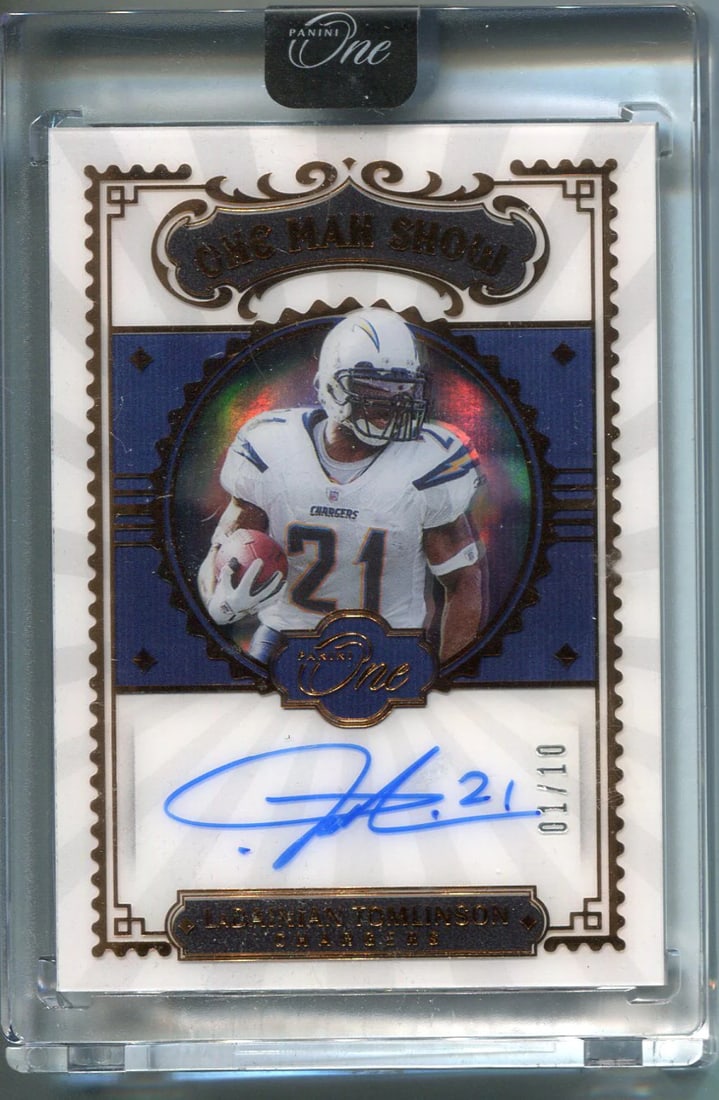 LaDainian Tomlinson Autographed 2022 Panini One Man Show Bronze Card/ 10 (1 of 2)