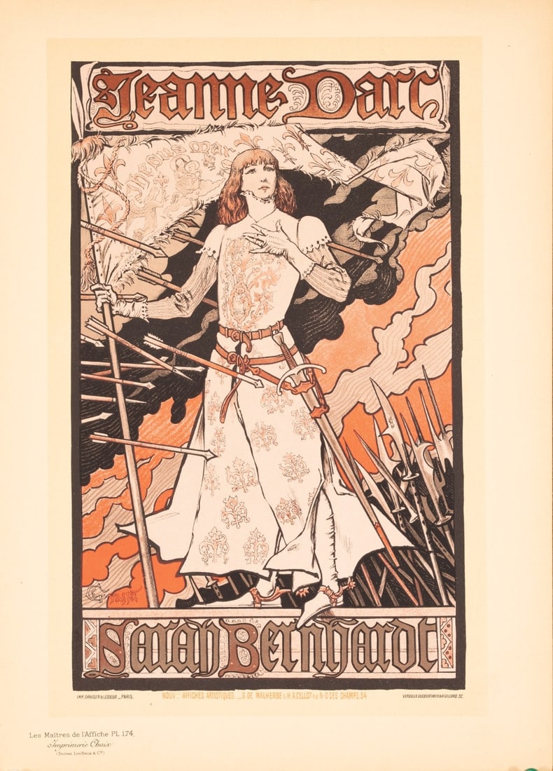 Sarah Bernhardt As Jeanne Darc By Eugene Grasset 1899 Stone Lithograph Maitres (1 of 3)