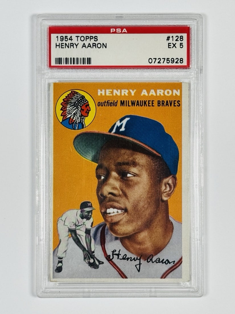 1954 TOPPS HENRY AARON #128 PSA 5 - GREAT COLOR (1 of 2)