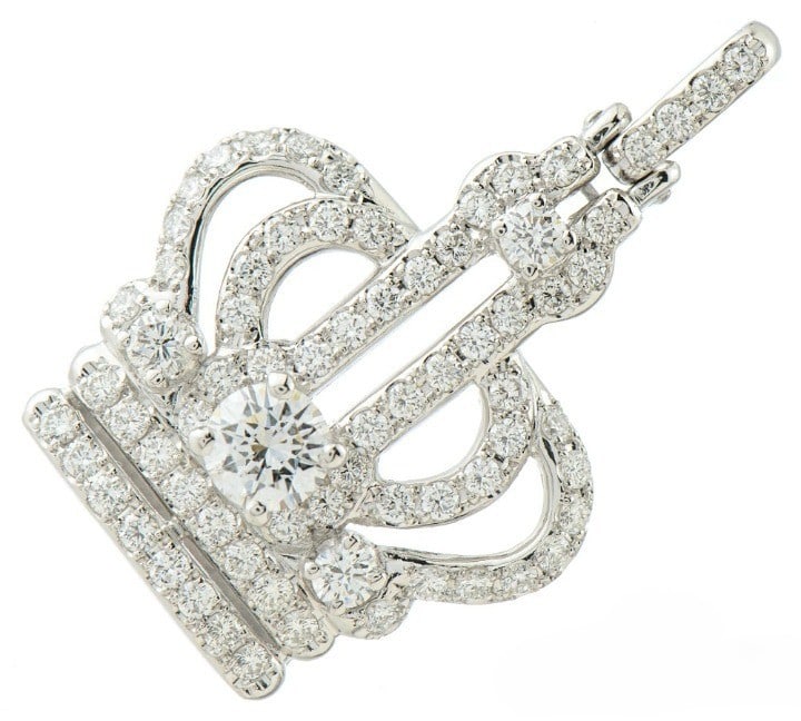 Royal Asscher Crown Diamond 2.07ct Platinum PT900 Pendant Top Necklace Charm (1 of 5)