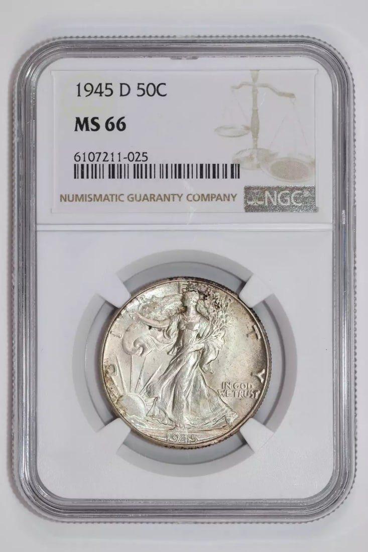 1945-D WALKING LIBERTY HALF DOLLAR NGC MS66 (1 of 2)