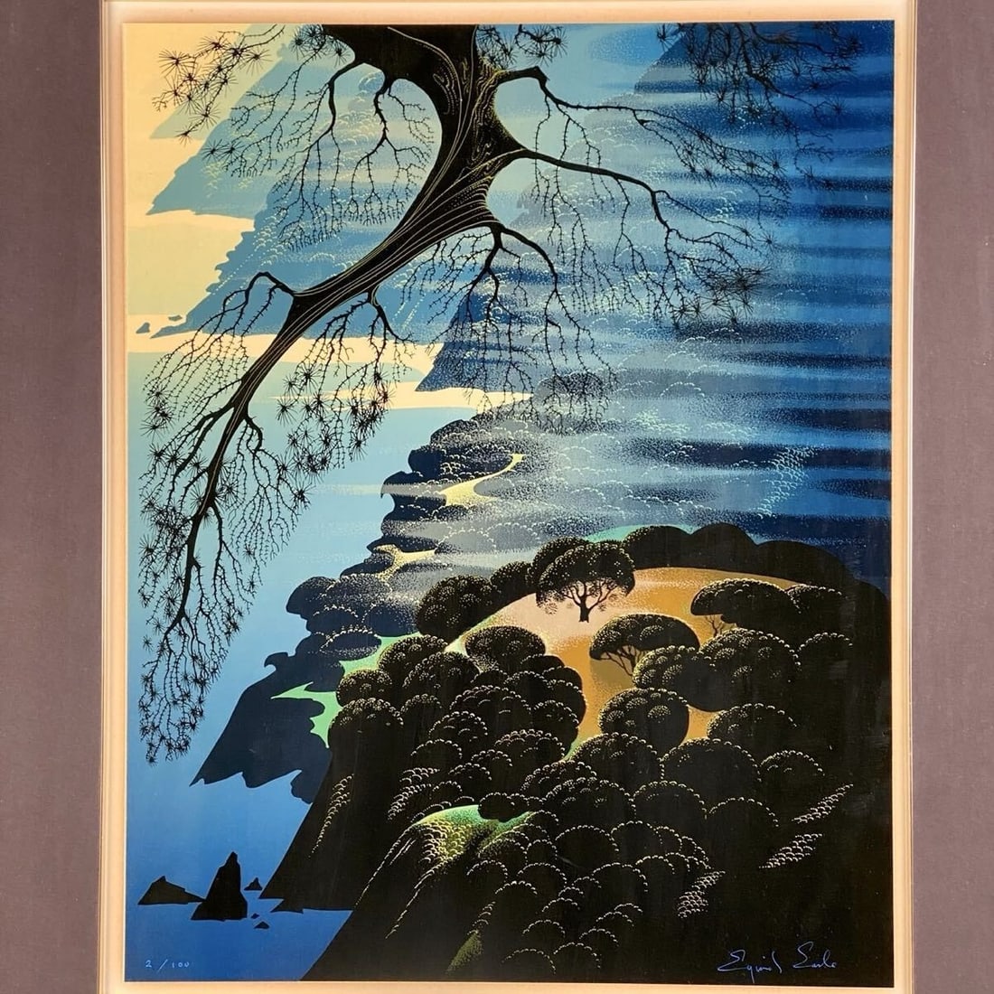 Eyvind Earle Mystical Coastline Serigraph Signed ED 2/ 100 Framed With COA (1 of 10)