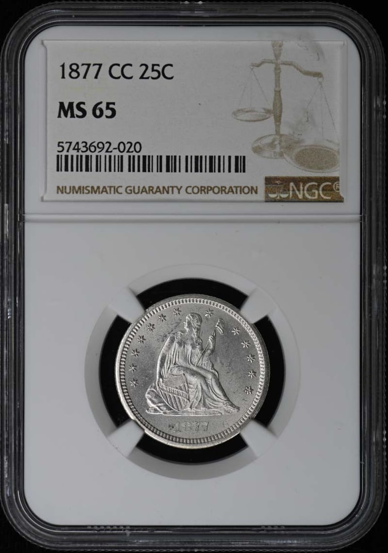 1877-CC Seated Liberty Quarter 25C NGC MS65 (1 of 1)