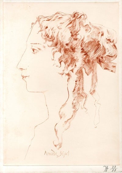 Horst Janssen Drypoint "Armande Bejart" Limited 88 Female Profile Face 1977 (1 of 1)