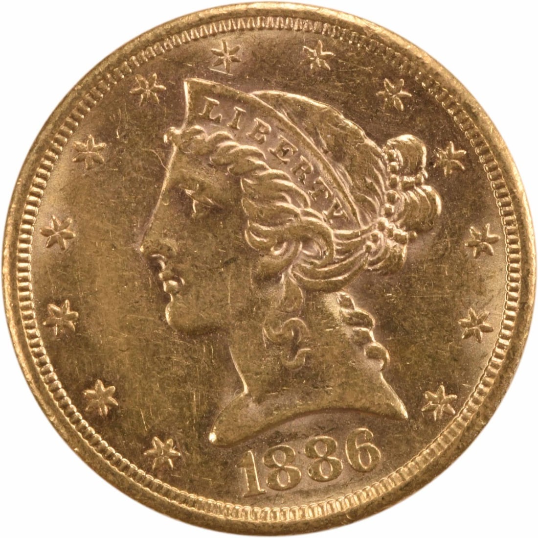 1886-S $5 Gold Liberty Head BU Uncertified (1 of 2)