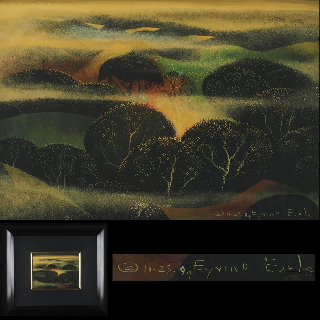 Eyvind Earle Oil Paintng 1994 HILLSIDE THROUGH THE FOG Signed With Box Authentic (1 of 1)