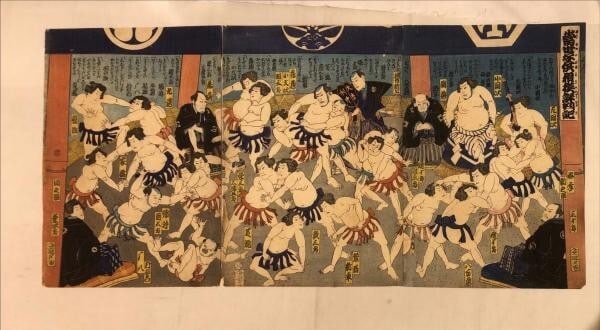 Kimono traditional sumo competition Japan kids woodblock prints (1 of 1)