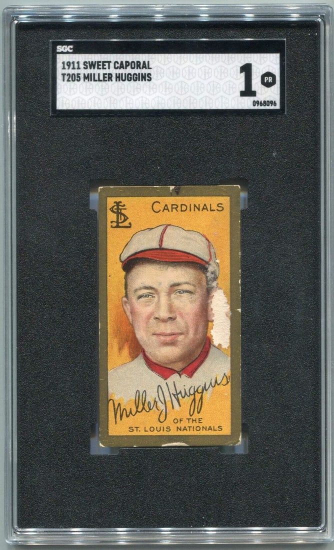 SGC Graded 1 1911 Miller Huggins Sweet Caporal Card T205 (1 of 2)