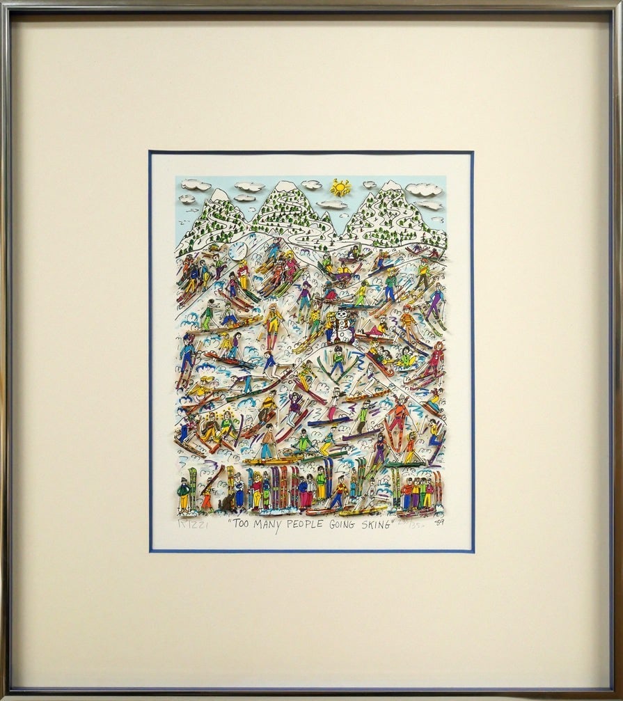 James Rizzi Too Many People Going Sking 3D Silkscreen 1989 Signed ED 235/ 350 (1 of 16)