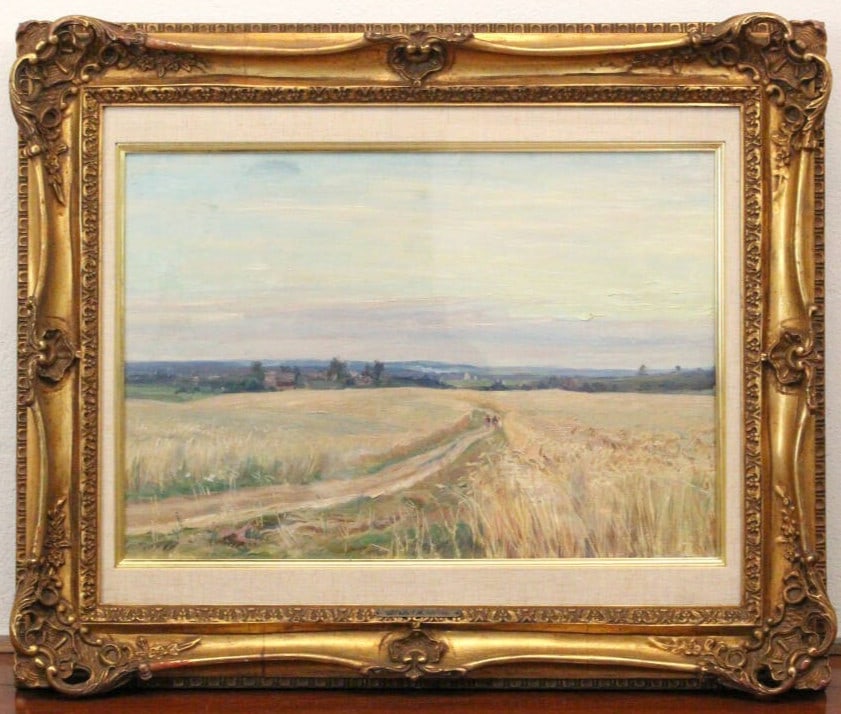 G.M. Shgal Original Oil Painting c.1950s Moonlight Gallery Wheat Field (1 of 10)