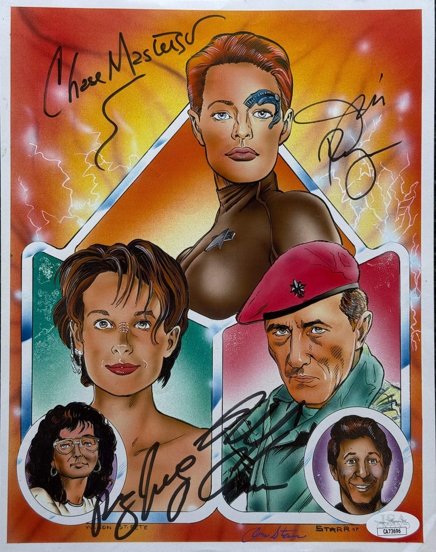 Jeri Ryan & Chase Masterson Autographed Star Trek Voyager Print (JSA) (1 of 2)