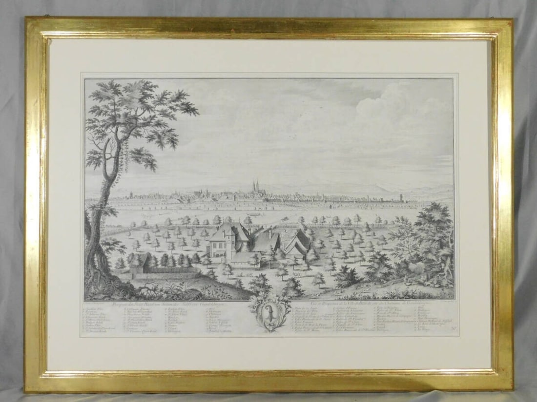 Emanuel Bchel & Johann Martin Weis Etching Print 'View of Basel', Framed (1 of 10)