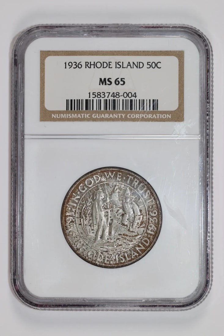 1936 RHODE ISLAND COMMEMORATIVE HALF DOLLAR NGC MS65 ORIGINAL PQ (1 of 2)