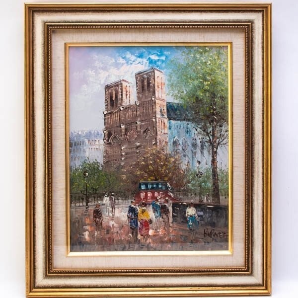 Caroline Burnett Signed Original Oil Painting of Paris Street Scene at Notre Dame (1 of 5)