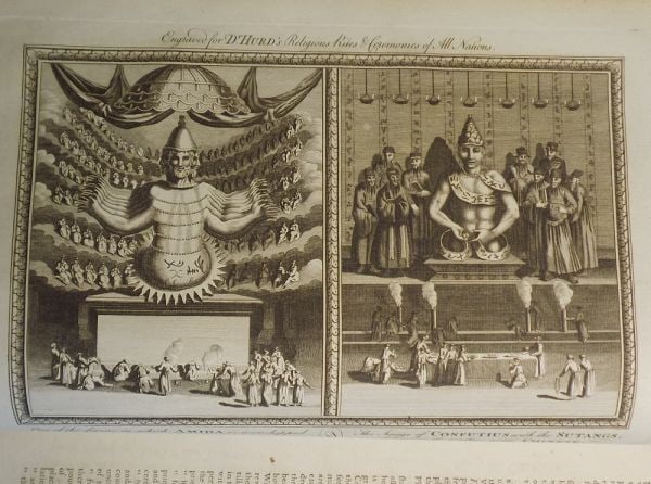 William Hurd Religious Rites Customs of All Nations Illustrated 1790 Folio Japan: William Hurd Religious Rites Customs of All Nations Illustrated 1790 Folio Japan A rare and beautifully illustrated 1st edition of William Hurd's 'Religious Rites Customs of All Nations', this leather