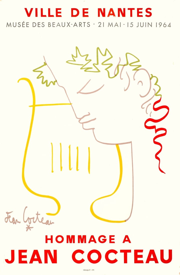 Jean Cocteau Hommage A For The Ville De Nantes 1964 Stone Lithograph (1 of 4)