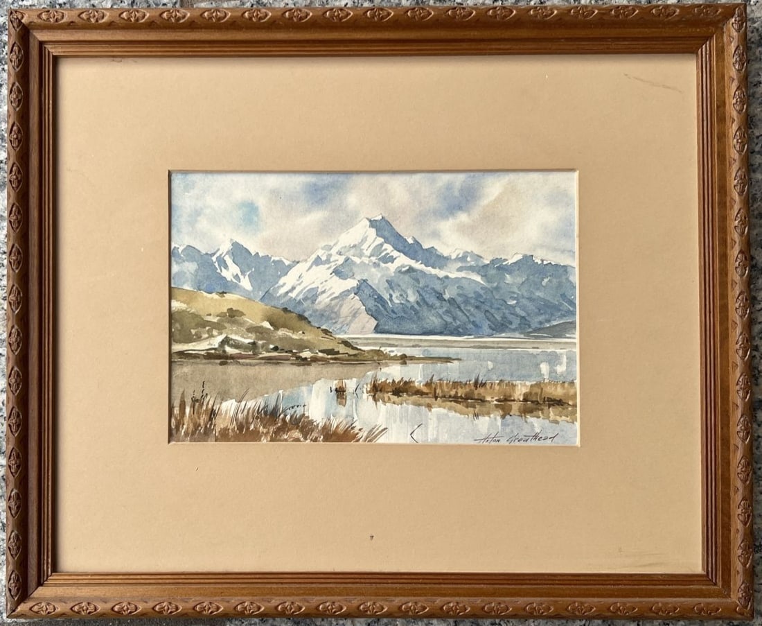 Aston Greathead Original New Zealand Watercolor Winner Mt Cook Big Tarn (1 of 3)