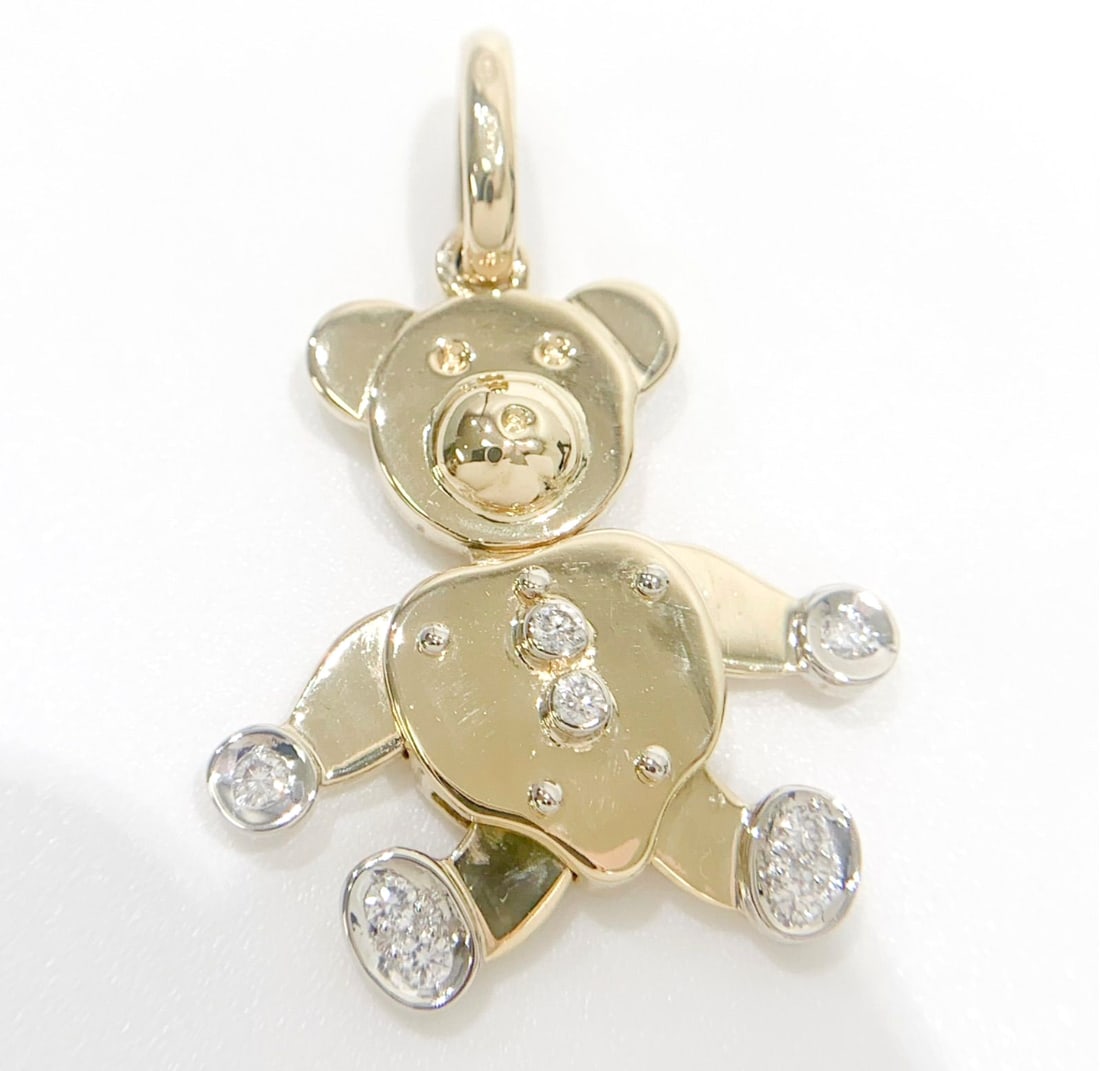 Pomellato Orsetto Diamond 18k Yellow White Gold Teddy Bear Pendant Charm 11.2g (1 of 5)